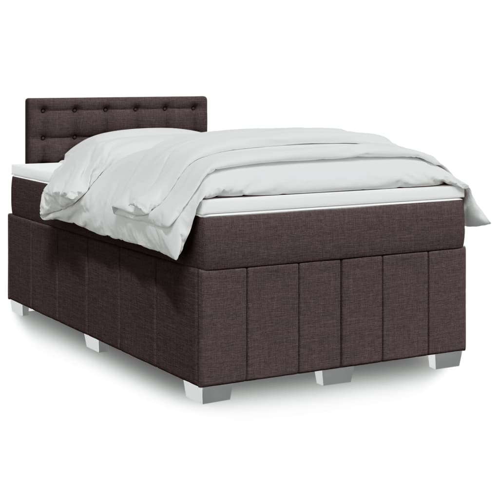 Sommier à lattes de lit et matelas marron foncé 120x190cm tissu - XIOS