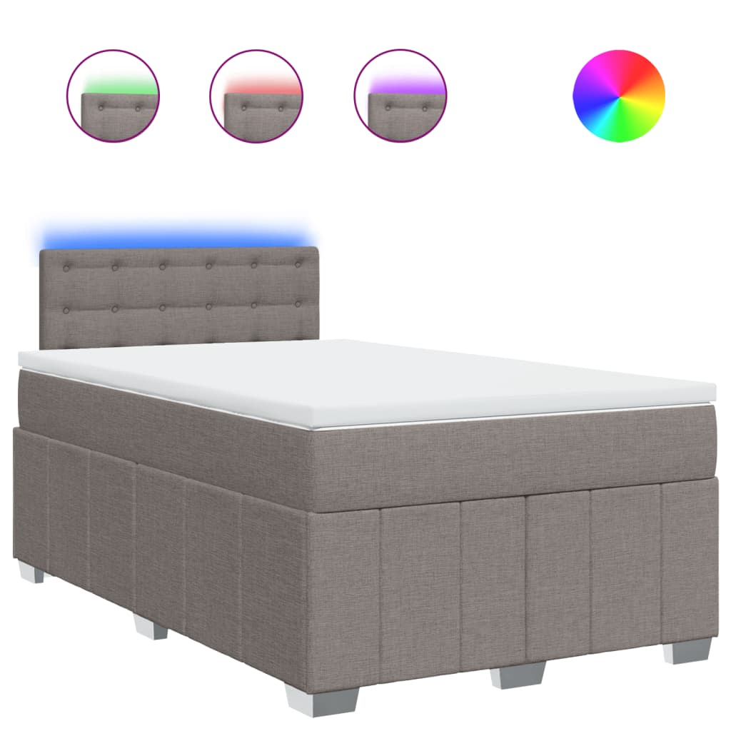 Sommier à lattes de lit avec matelas taupe 120x190 cm tissu - XIOS