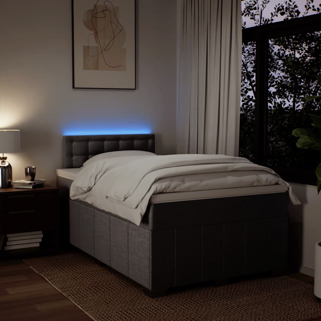 Sommier à lattes de lit avec matelas taupe 120x190 cm tissu - XIOS