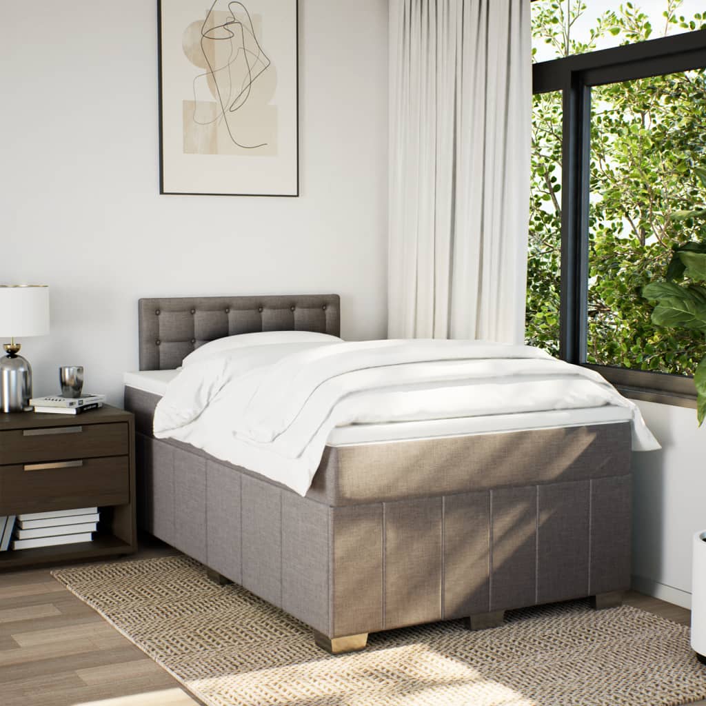 Sommier à lattes de lit avec matelas taupe 120x190 cm tissu - XIOS