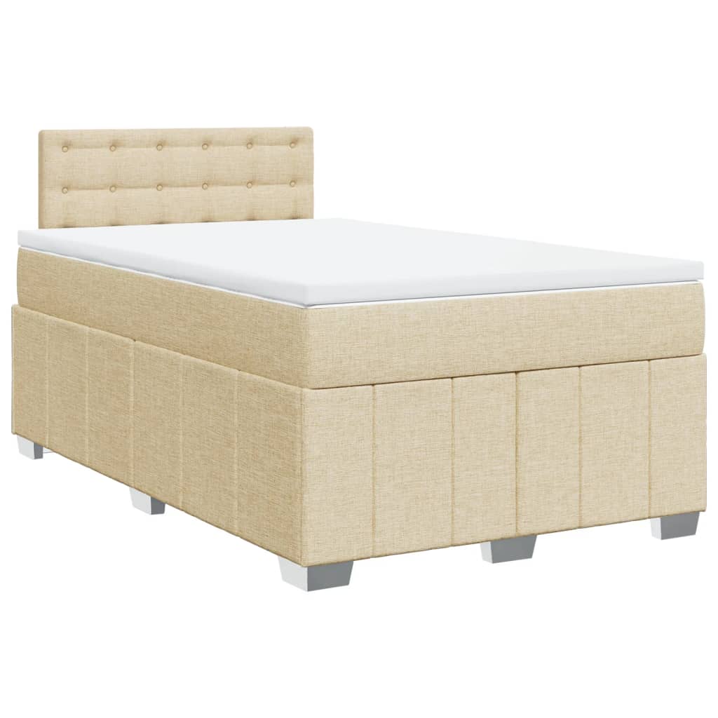 Sommier à lattes de lit avec matelas crème 120x190 cm tissu - XIOS