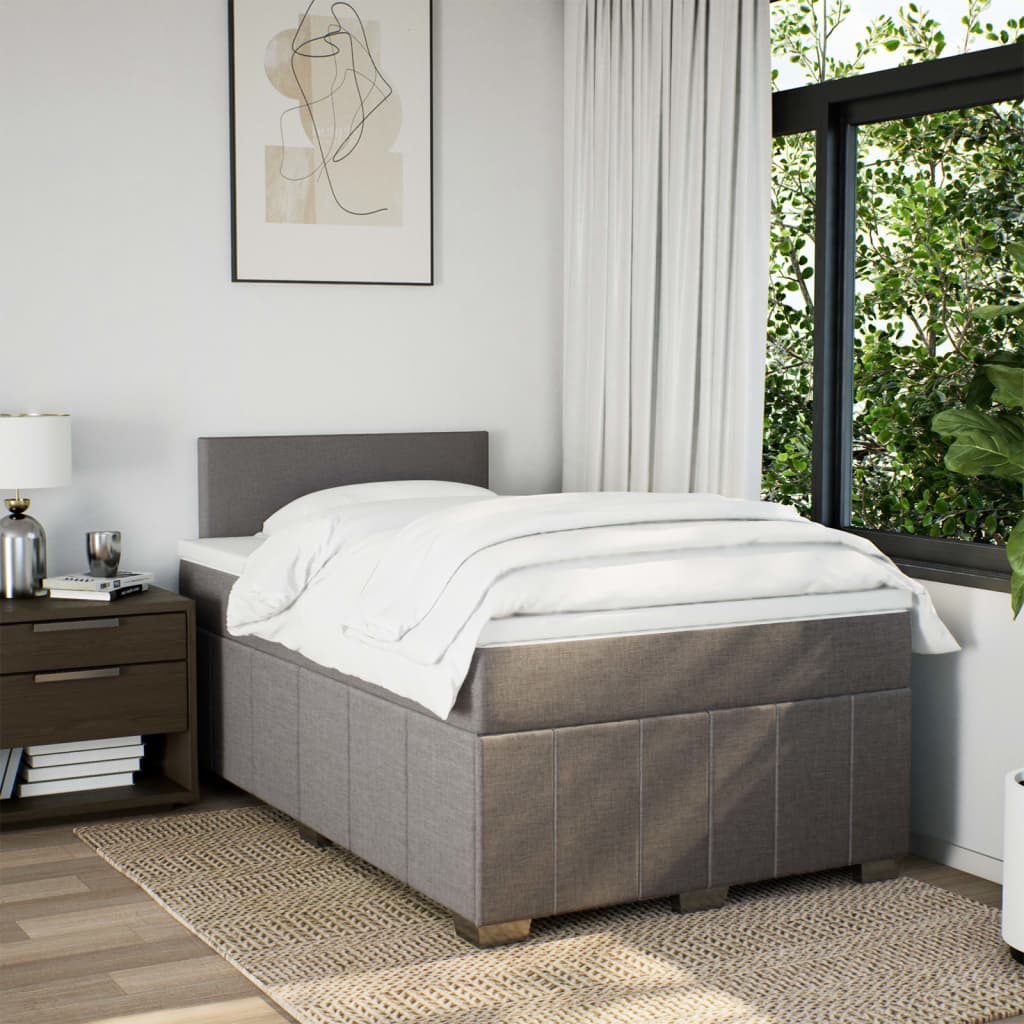 Sommier à lattes de lit avec matelas Taupe 120x200 cm Tissu - XIOS