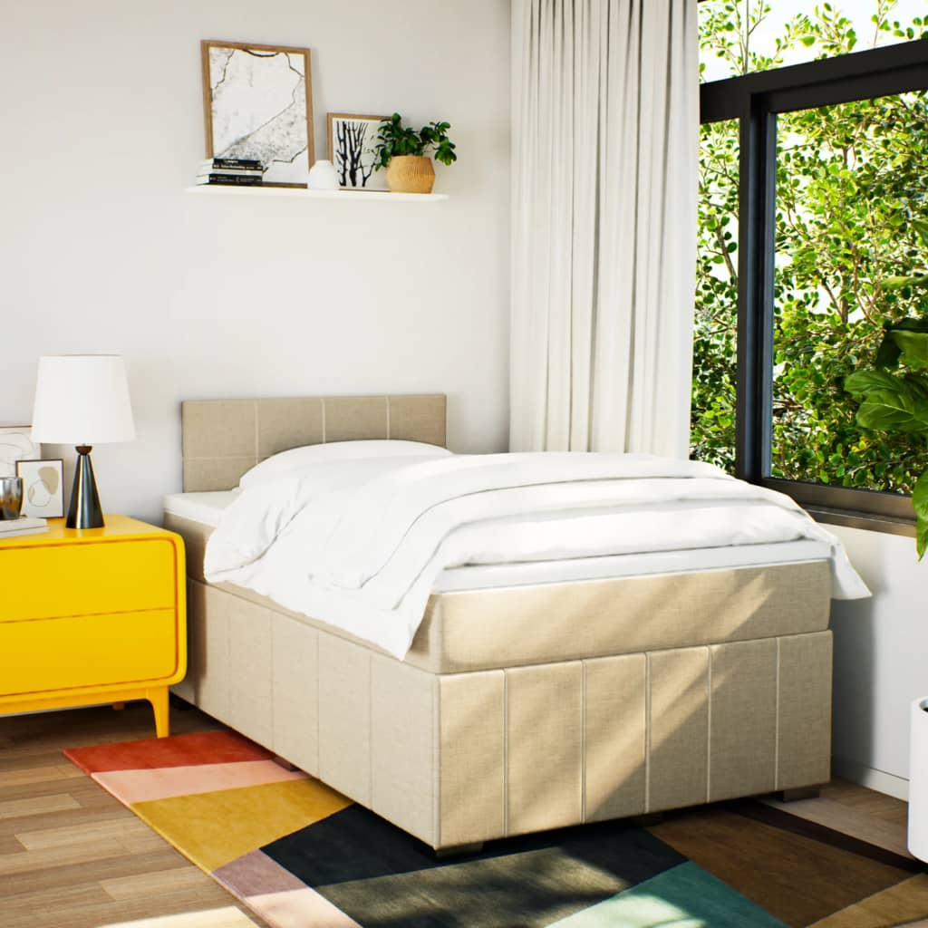 Sommier à lattes de lit avec matelas Crème 120x200 cm Tissu - XIOS