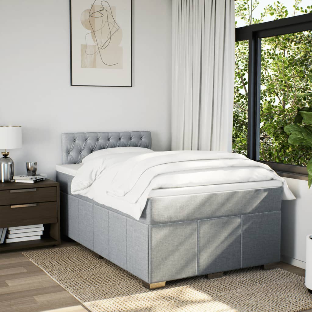 Sommier à lattes de lit avec matelas Gris clair 120x200cm Tissu - XIOS