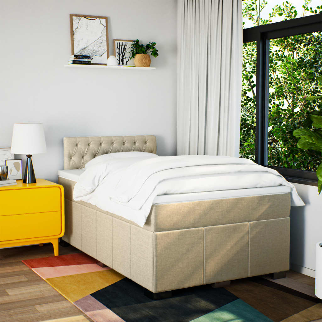 Sommier à lattes de lit avec matelas Crème 120x200 cm Tissu - XIOS