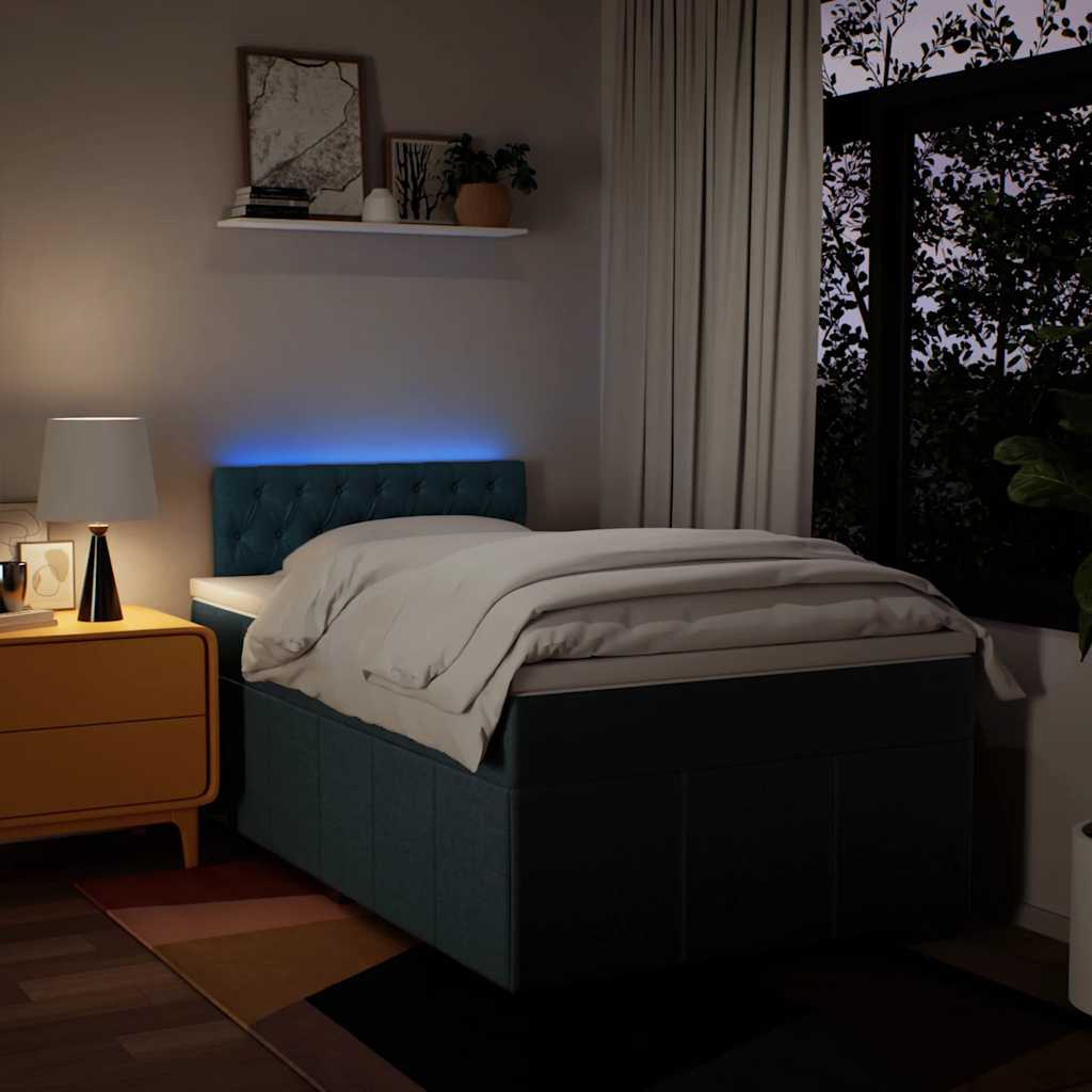 Sommier à lattes de lit avec matelas Bleu 120x200 cm Tissu - XIOS