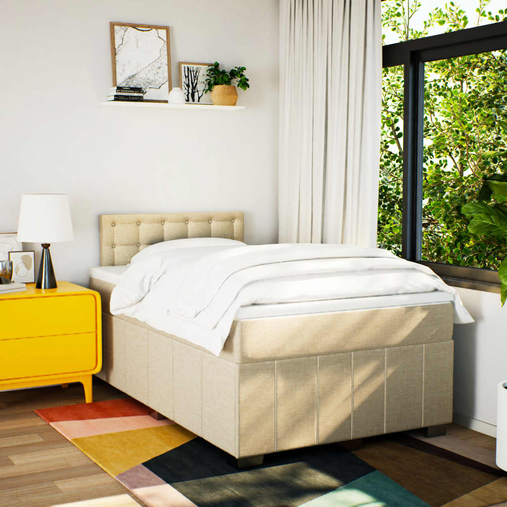 Sommier à lattes de lit avec matelas Crème 120x200 cm Tissu - XIOS