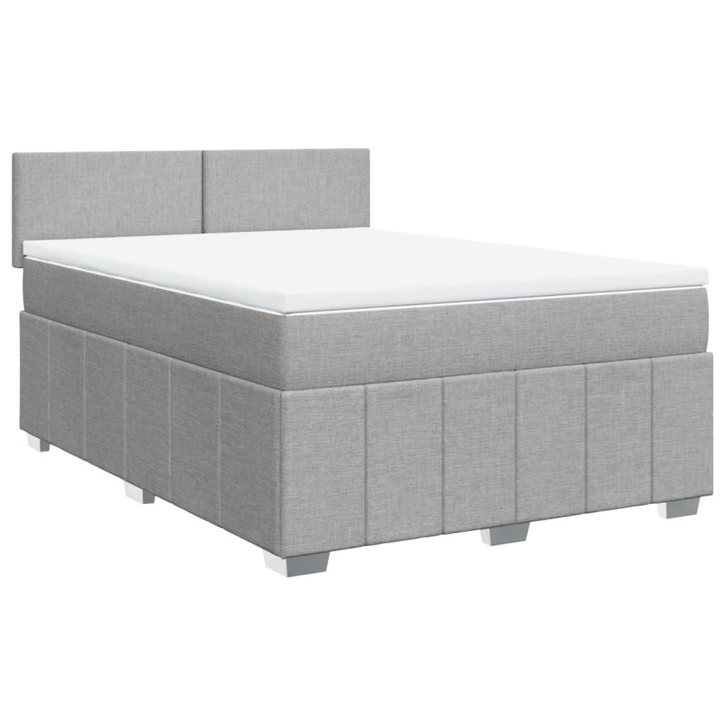 Sommier à lattes de lit avec matelas Gris clair 140x190cm Tissu - XIOS