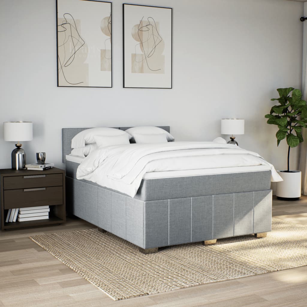 Sommier à lattes de lit avec matelas Gris clair 140x190cm Tissu - XIOS