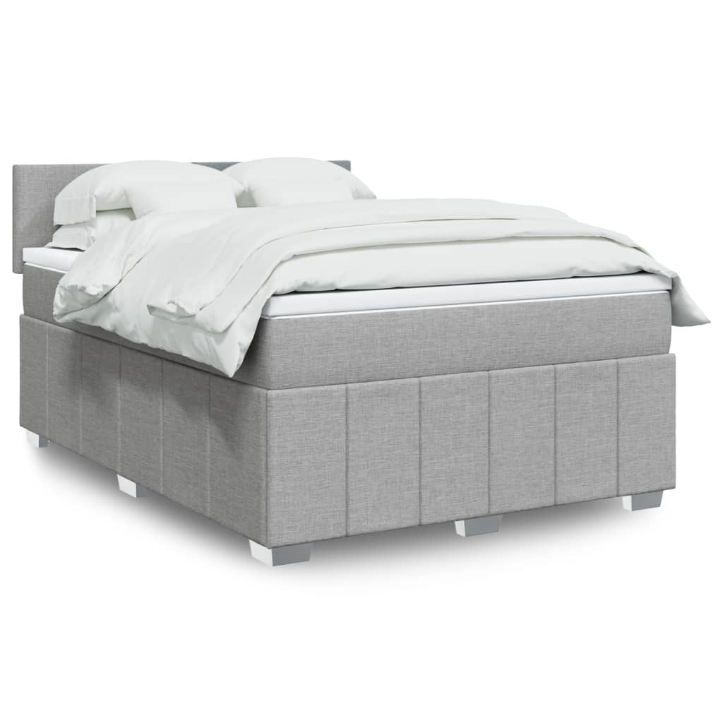 Sommier à lattes de lit avec matelas Gris clair 140x190cm Tissu - XIOS