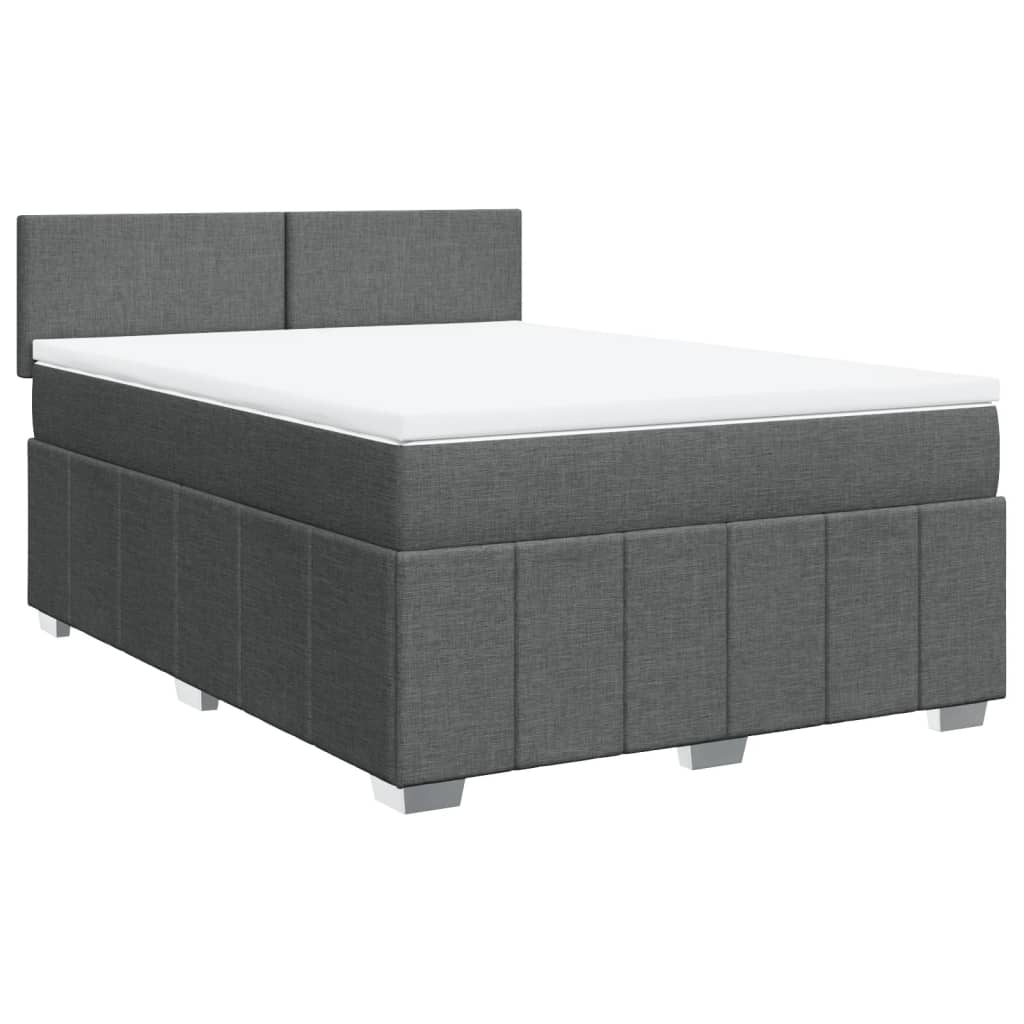 Sommier à lattes de lit avec matelas Gris foncé 140x190cm Tissu - XIOS