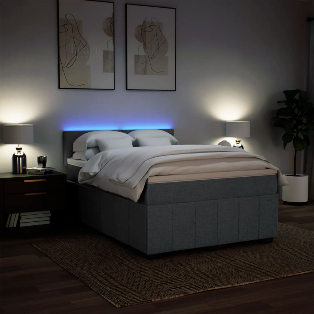 Sommier à lattes de lit avec matelas Gris foncé 140x190cm Tissu - XIOS
