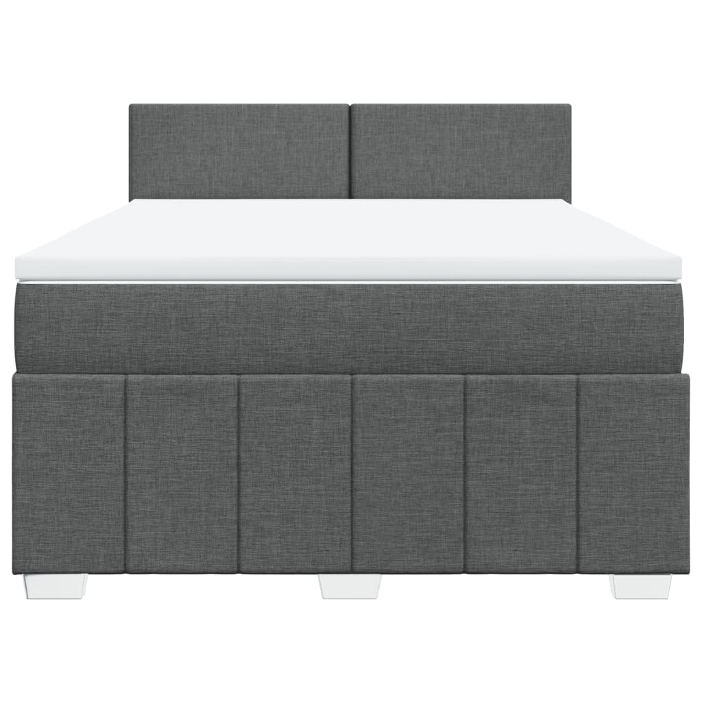 Sommier à lattes de lit avec matelas Gris foncé 140x190cm Tissu - XIOS