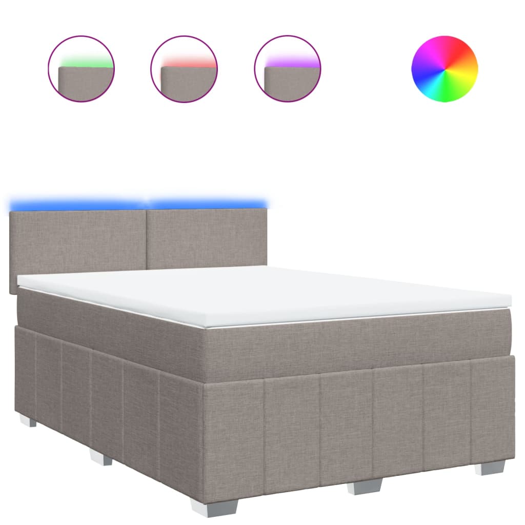 Sommier à lattes de lit avec matelas Taupe 140x190 cm Tissu - XIOS