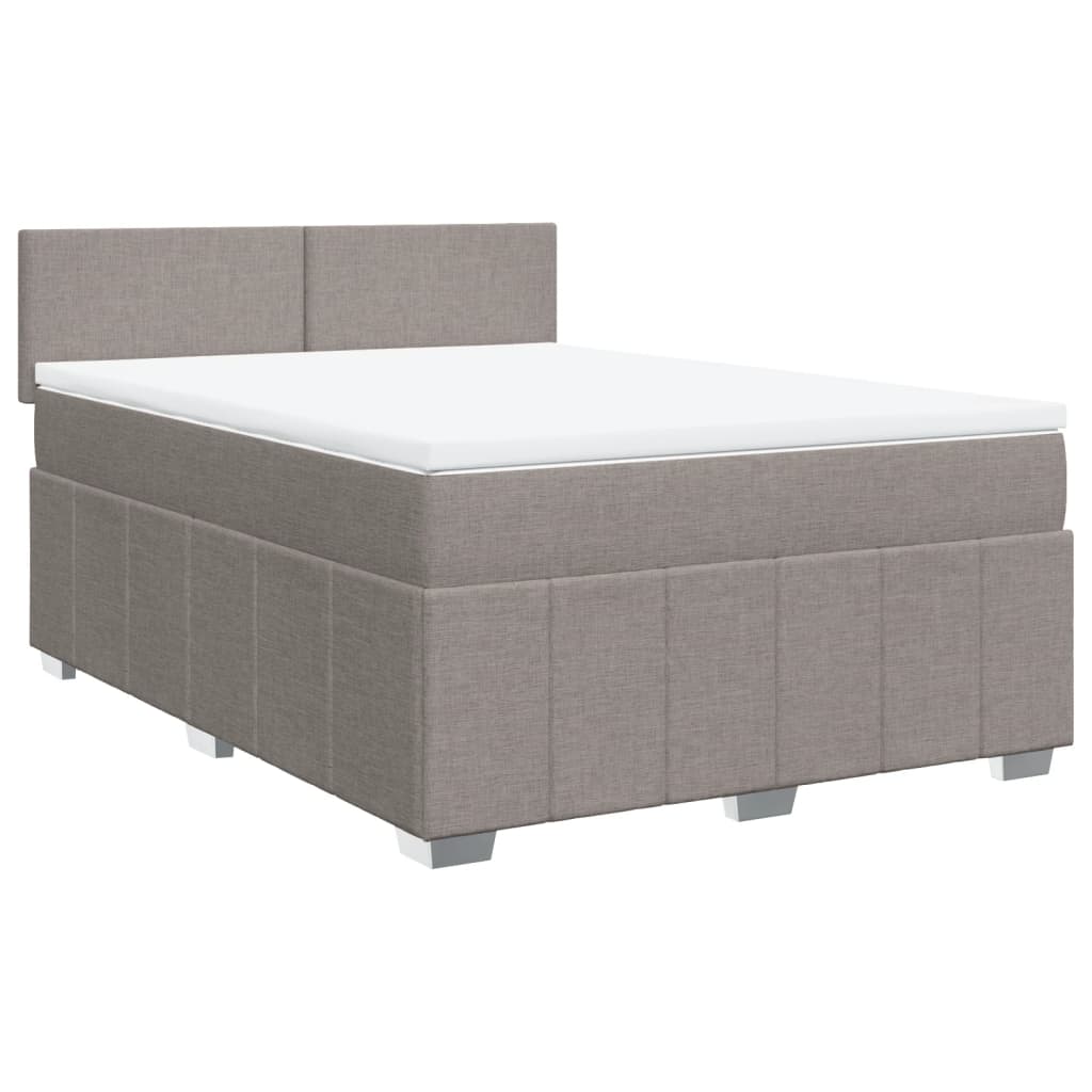 Sommier à lattes de lit avec matelas Taupe 140x190 cm Tissu - XIOS