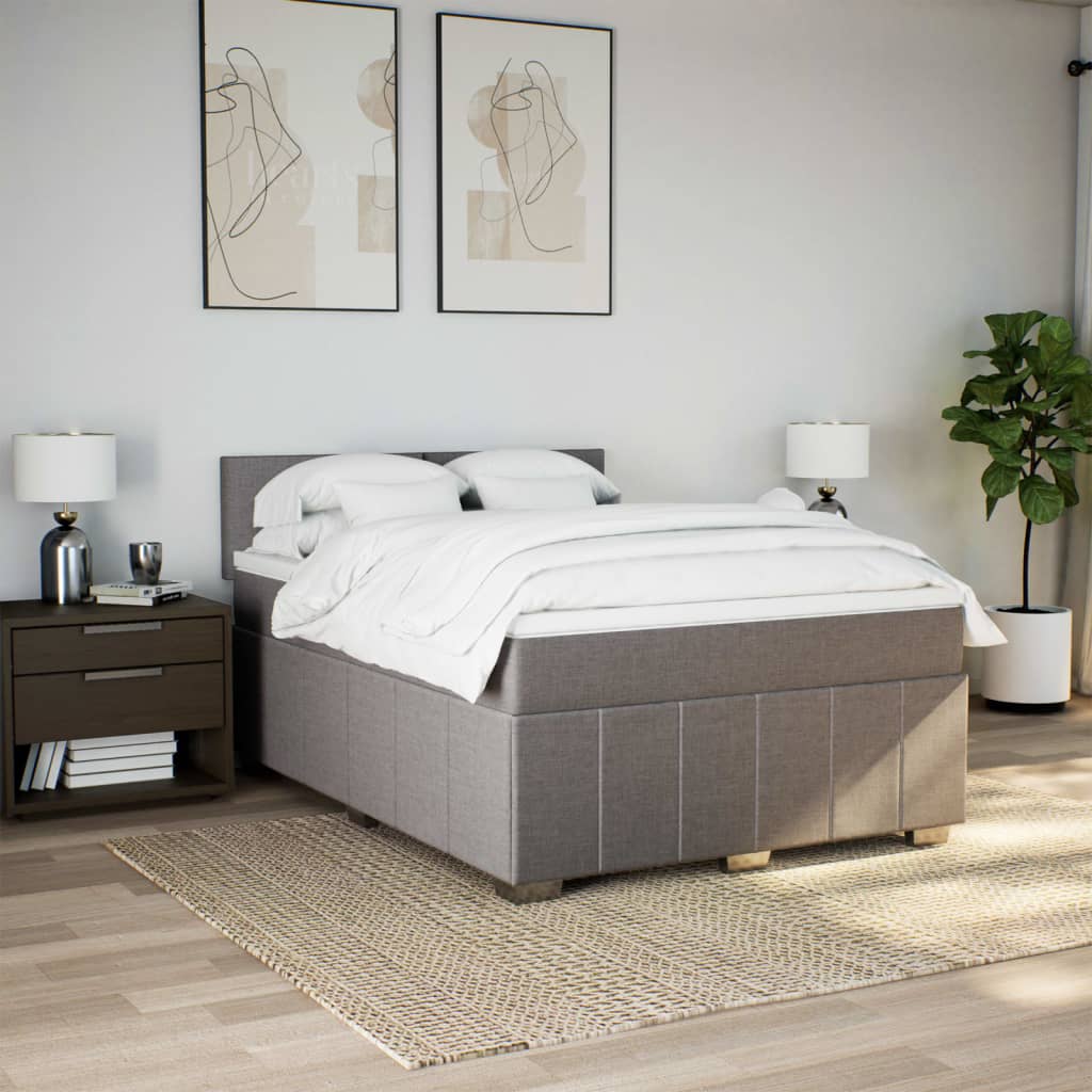 Sommier à lattes de lit avec matelas Taupe 140x190 cm Tissu - XIOS