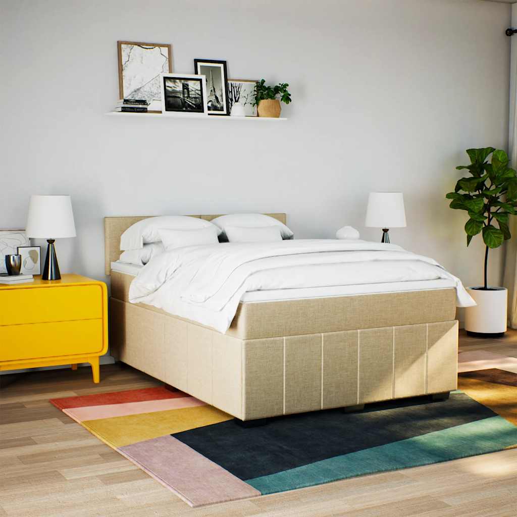 Sommier à lattes de lit avec matelas Crème 140x190 cm Tissu - XIOS