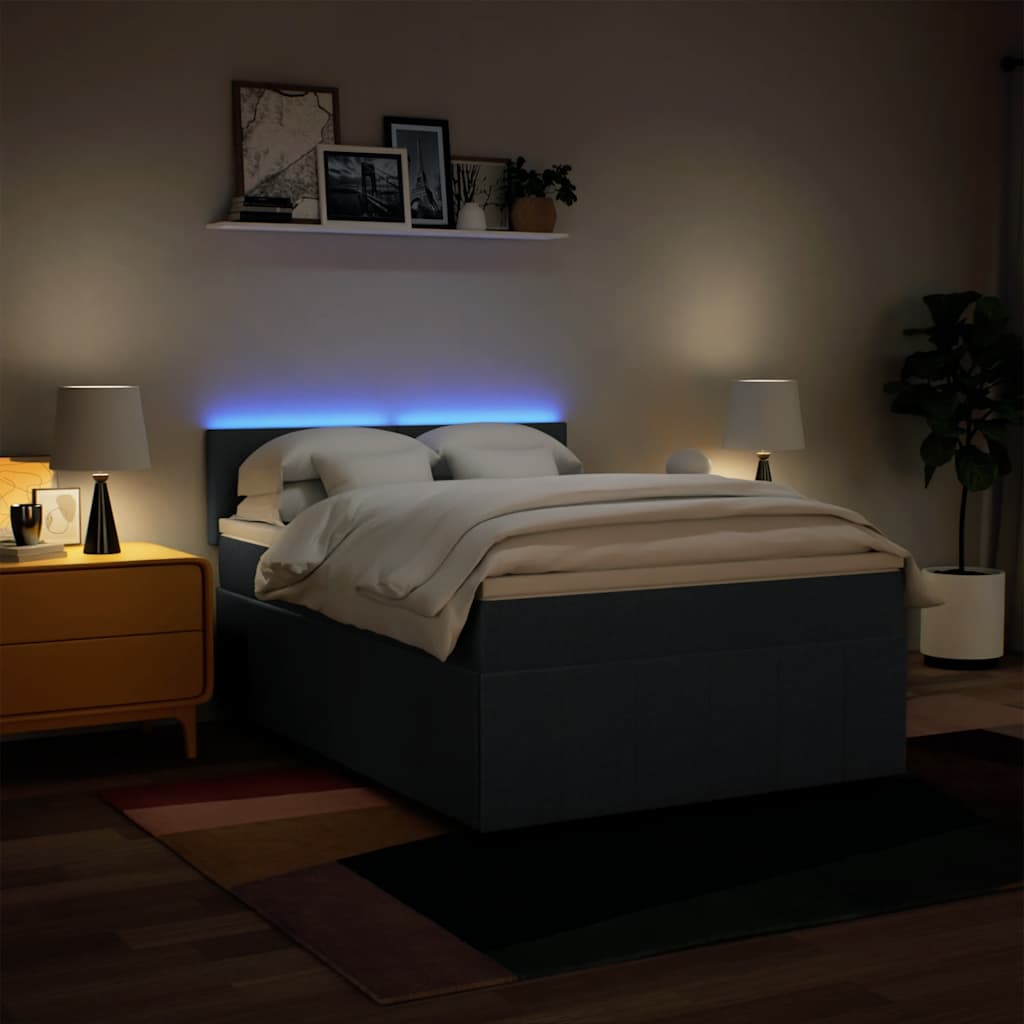 Sommier à lattes de lit avec matelas Bleu 140x190 cm Tissu - XIOS