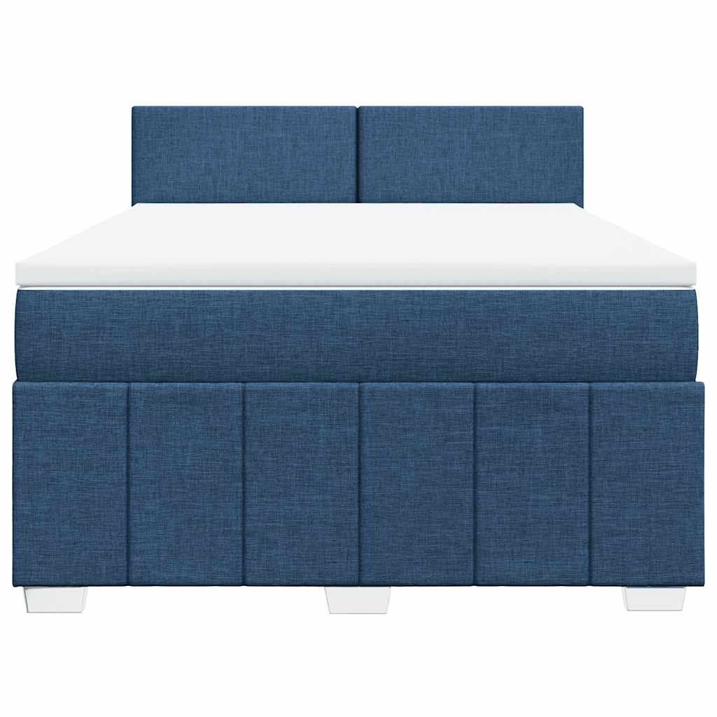 Sommier à lattes de lit avec matelas Bleu 140x190 cm Tissu - XIOS