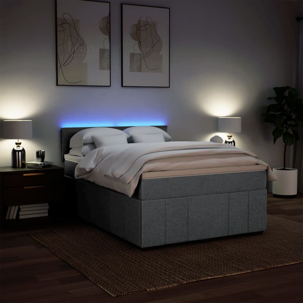 Sommier à lattes de lit avec matelas Gris clair 140x190cm Tissu - XIOS