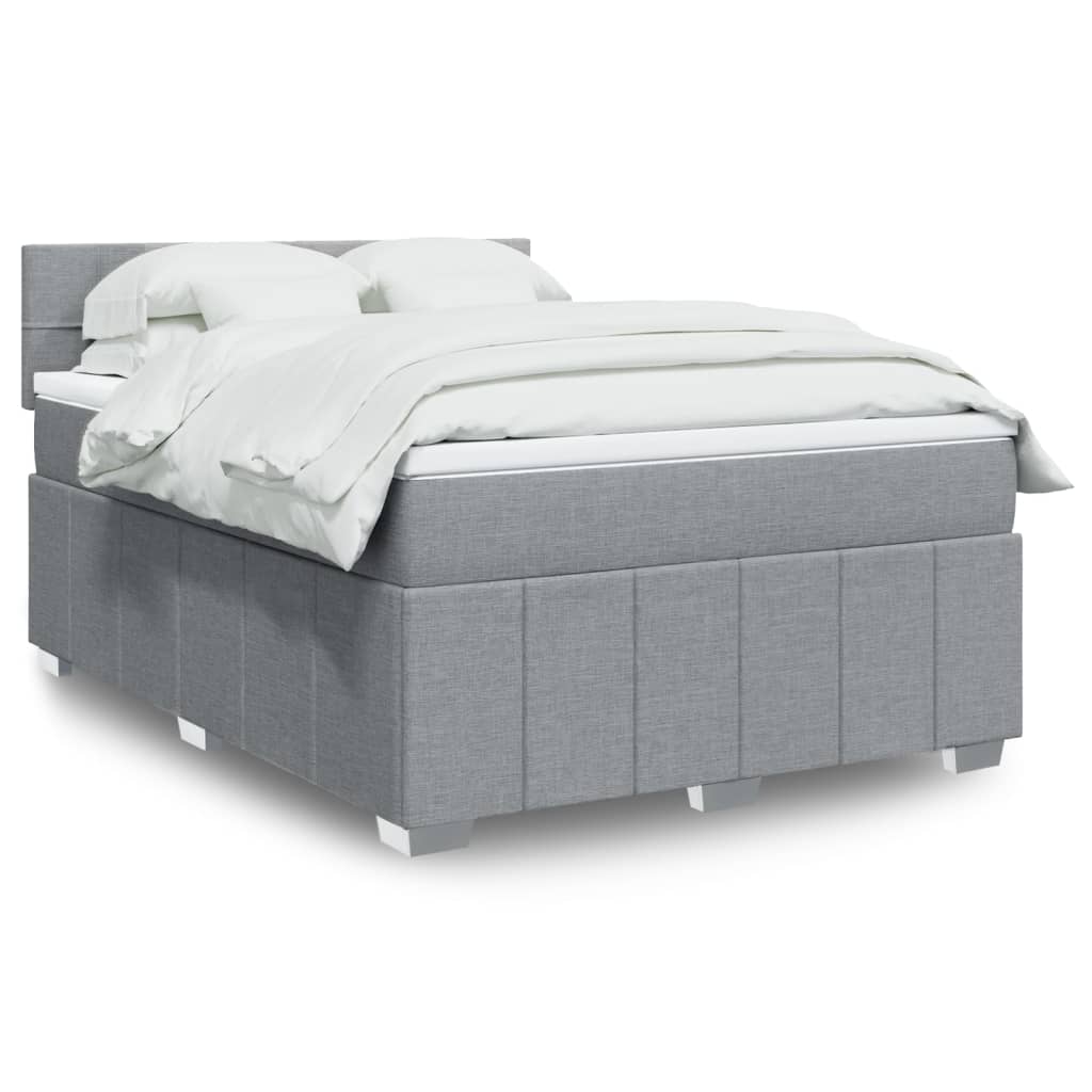 Sommier à lattes de lit avec matelas Gris clair 140x190cm Tissu - XIOS