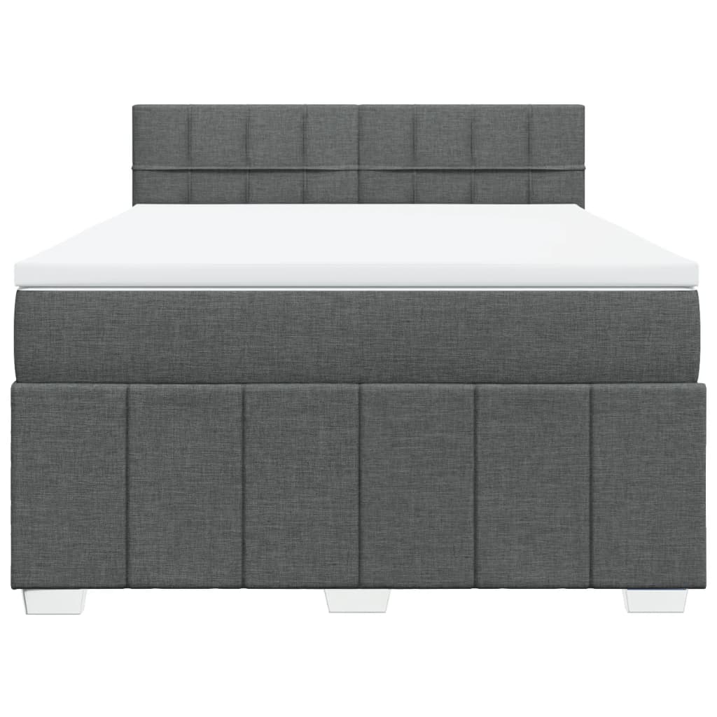 Sommier à lattes de lit avec matelas Gris foncé 140x190cm Tissu - XIOS