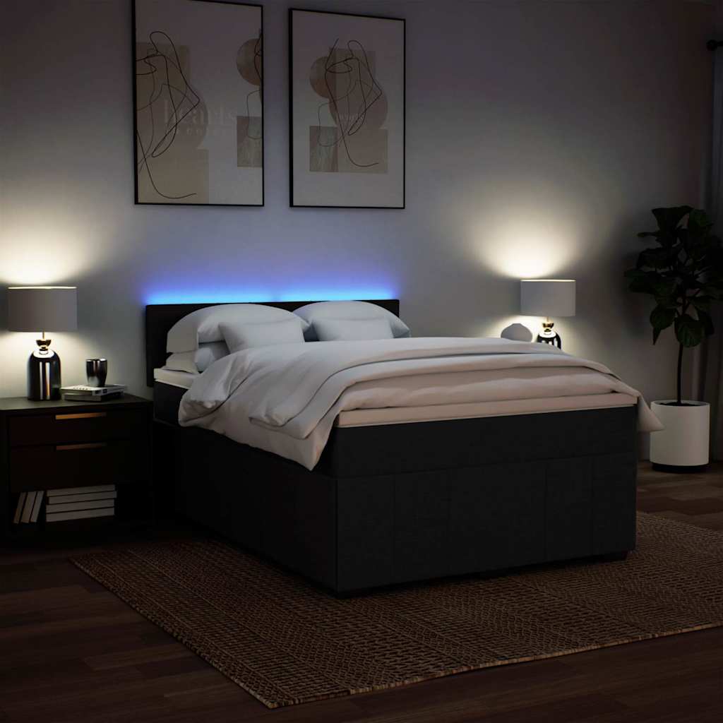 Sommier à lattes de lit avec matelas Noir 140x190 cm Tissu - XIOS