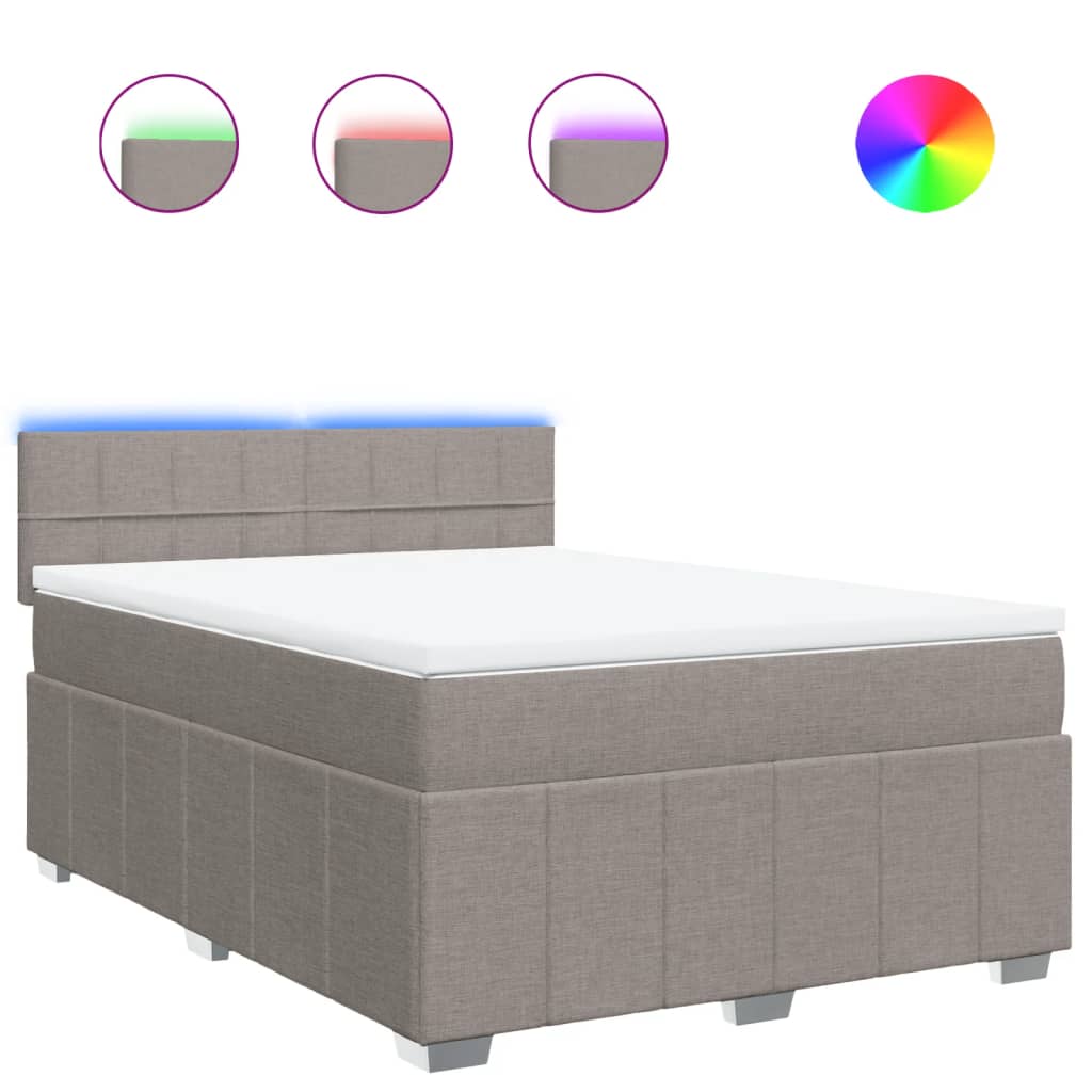 Sommier à lattes de lit avec matelas Taupe 140x190 cm Tissu - XIOS