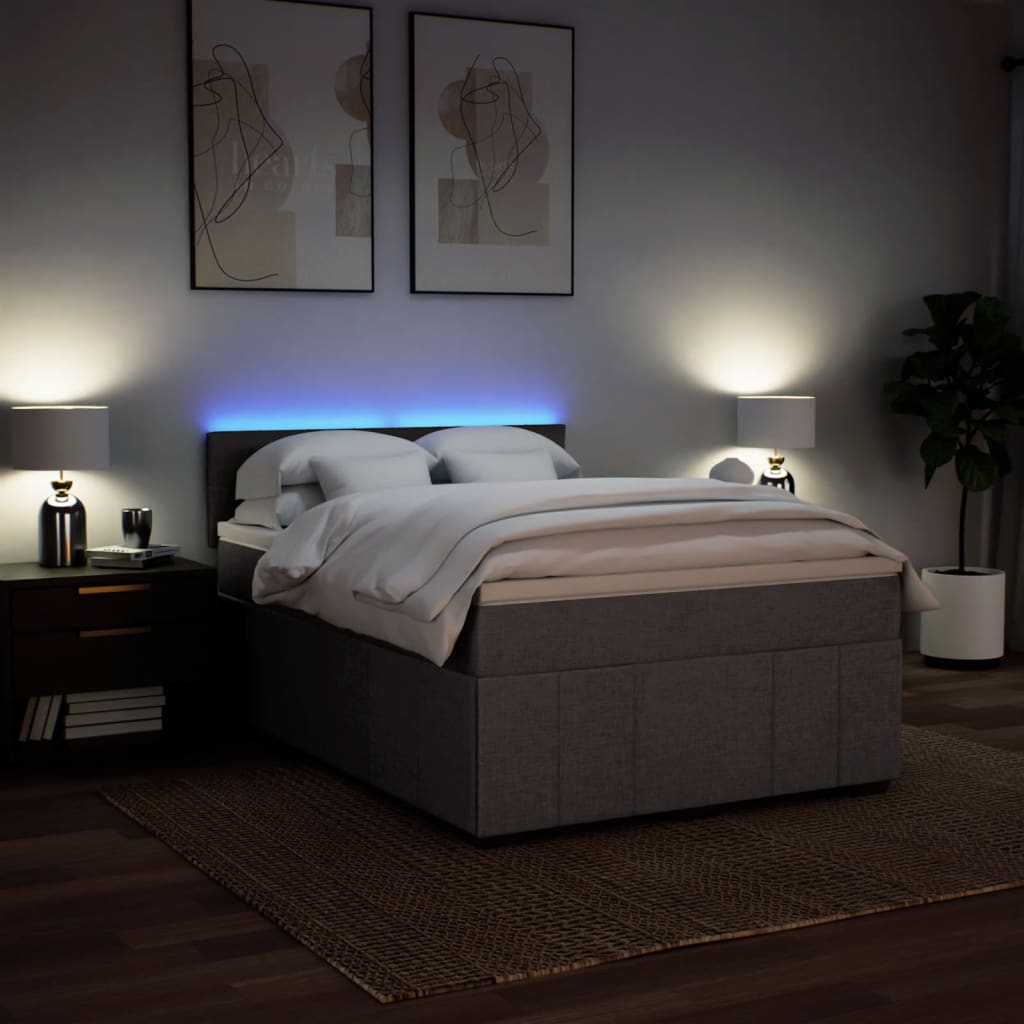 Sommier à lattes de lit avec matelas Taupe 140x190 cm Tissu - XIOS