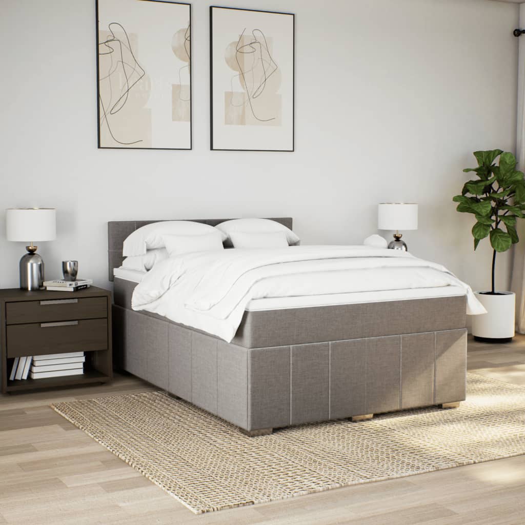 Sommier à lattes de lit avec matelas Taupe 140x190 cm Tissu - XIOS