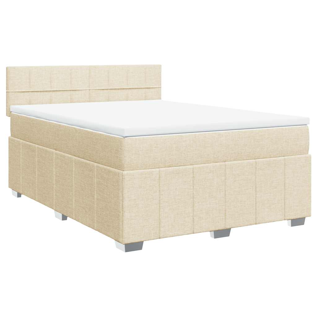 Sommier à lattes de lit avec matelas Crème 140x190 cm Tissu - XIOS