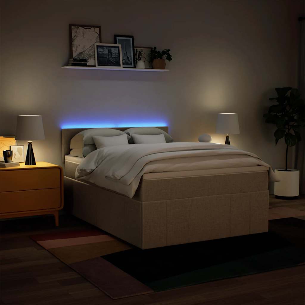 Sommier à lattes de lit avec matelas Crème 140x190 cm Tissu - XIOS