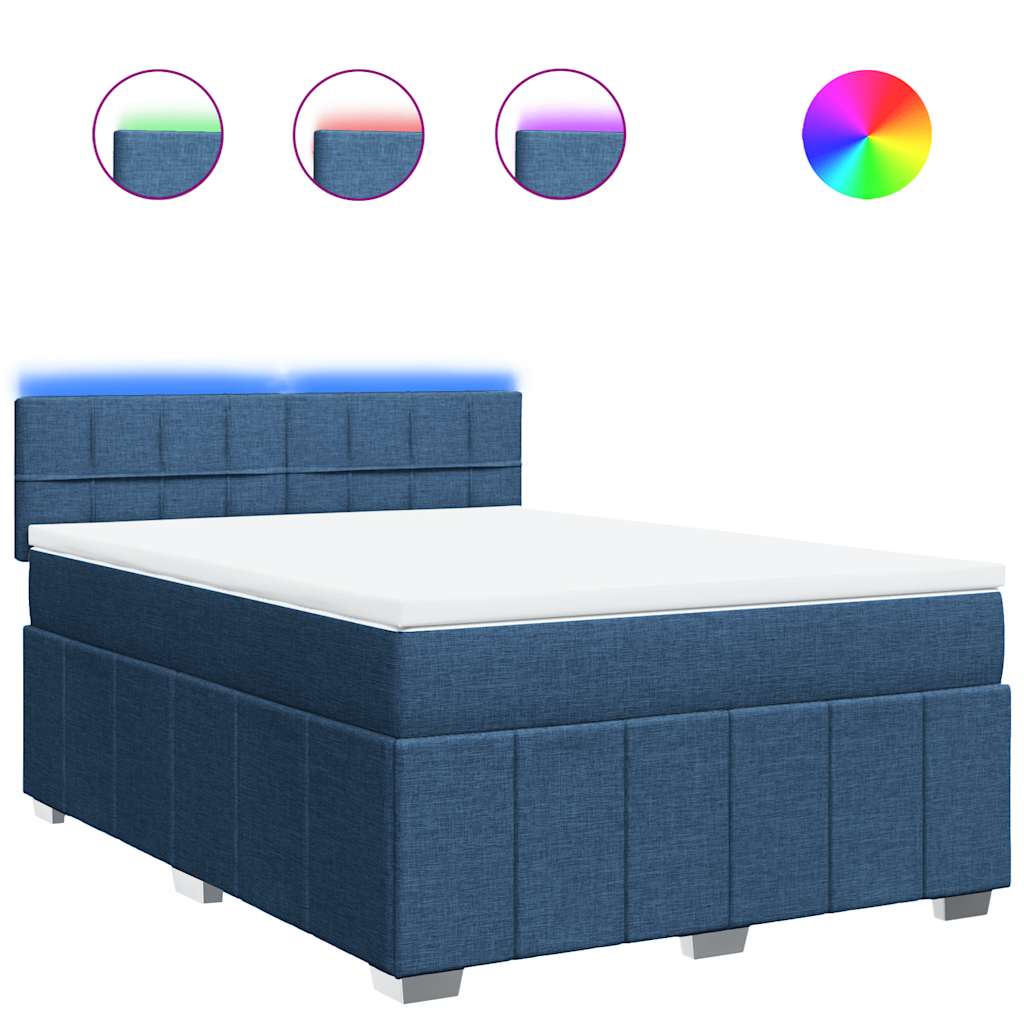 Sommier à lattes de lit avec matelas Bleu 140x190 cm Tissu - XIOS