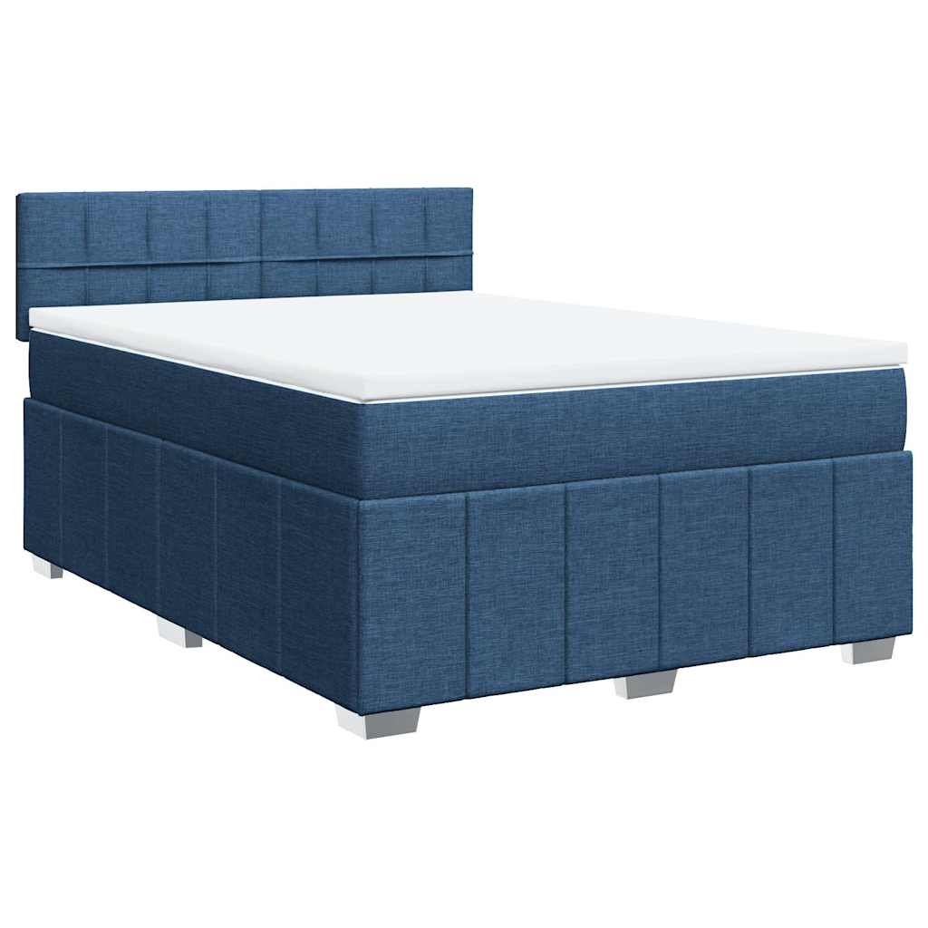 Sommier à lattes de lit avec matelas Bleu 140x190 cm Tissu - XIOS