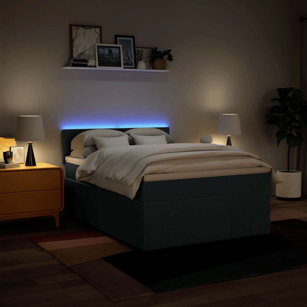 Sommier à lattes de lit avec matelas Bleu 140x190 cm Tissu - XIOS