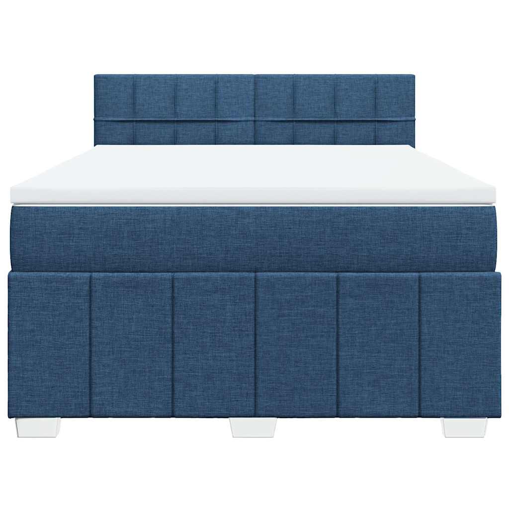 Sommier à lattes de lit avec matelas Bleu 140x190 cm Tissu - XIOS