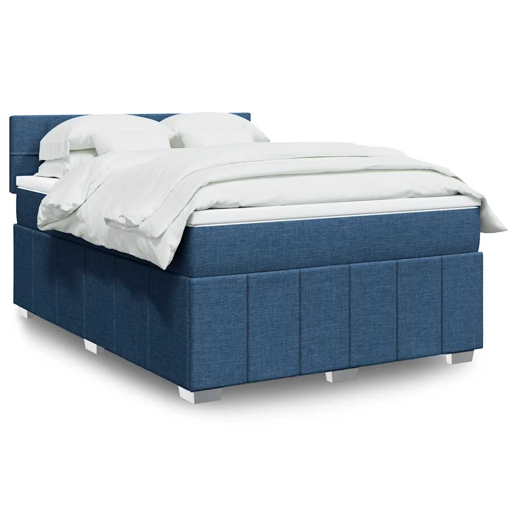 Sommier à lattes de lit avec matelas Bleu 140x190 cm Tissu - XIOS