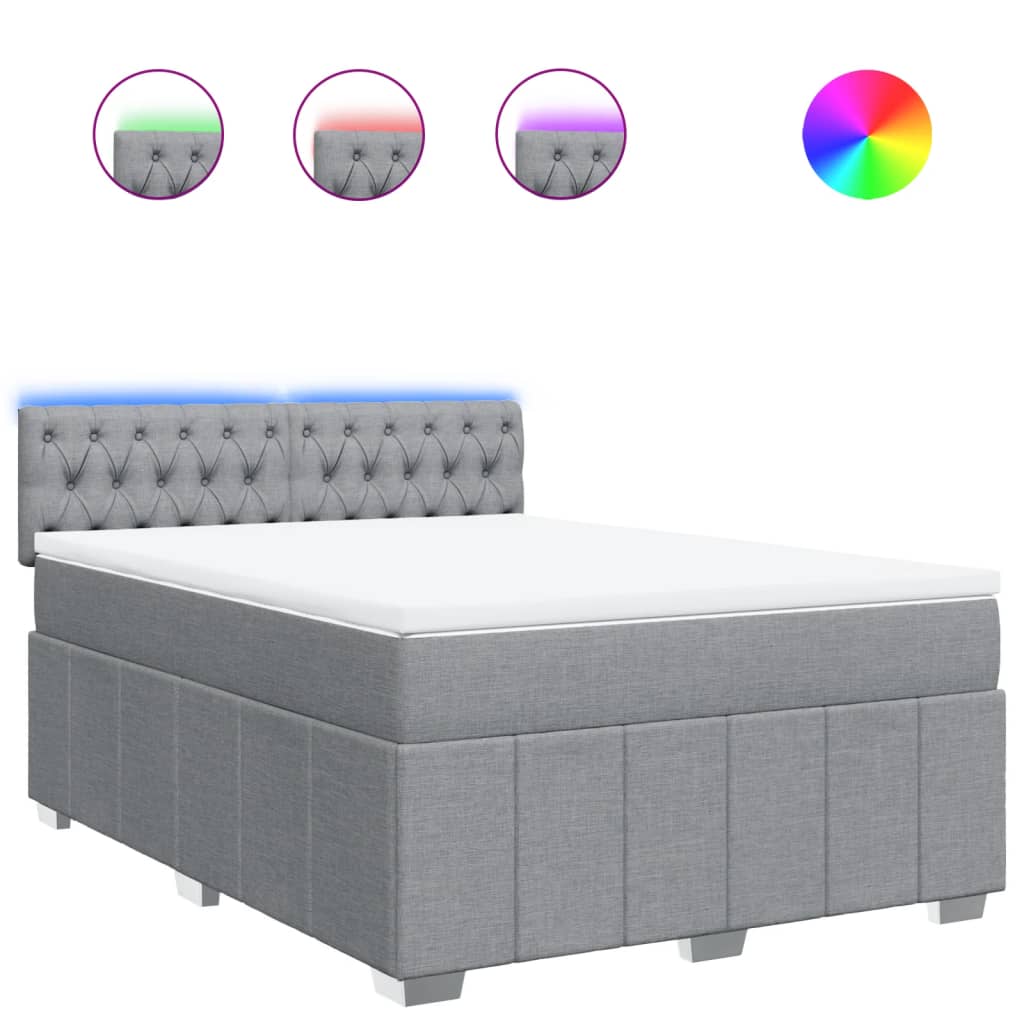 Sommier à lattes de lit avec matelas Gris clair 140x190cm Tissu - XIOS