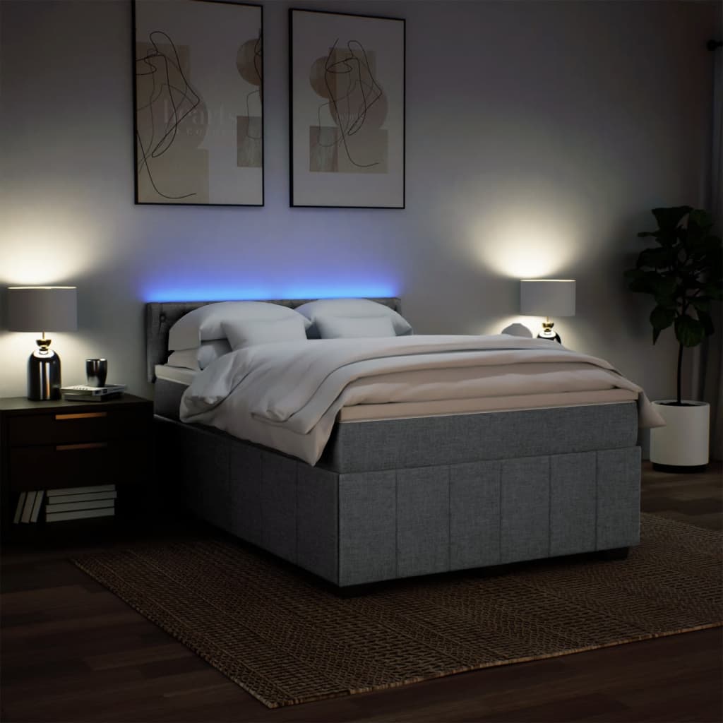 Sommier à lattes de lit avec matelas Gris clair 140x190cm Tissu - XIOS