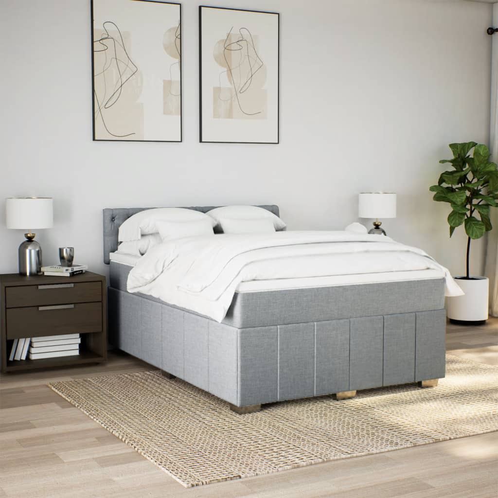 Sommier à lattes de lit avec matelas Gris clair 140x190cm Tissu - XIOS