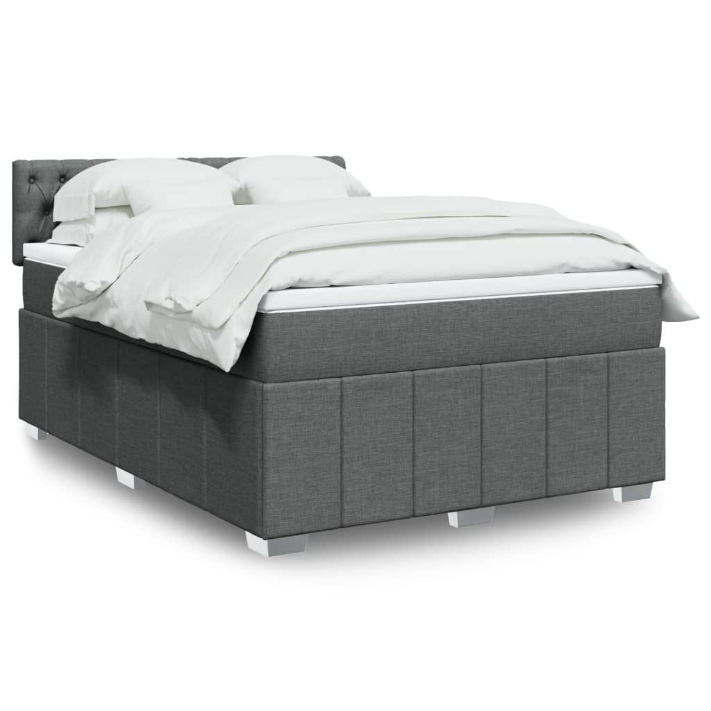 Sommier à lattes de lit avec matelas Gris foncé 140x190cm Tissu - XIOS