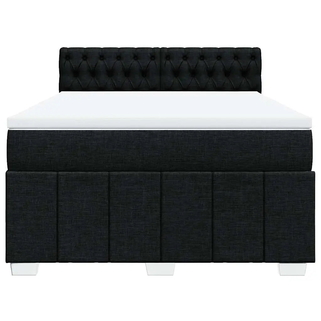 Sommier à lattes de lit avec matelas Noir 140x190 cm Tissu - XIOS