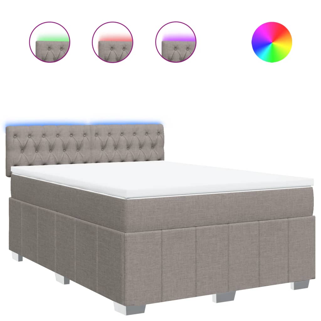 Sommier à lattes de lit avec matelas Taupe 140x190 cm Tissu - XIOS