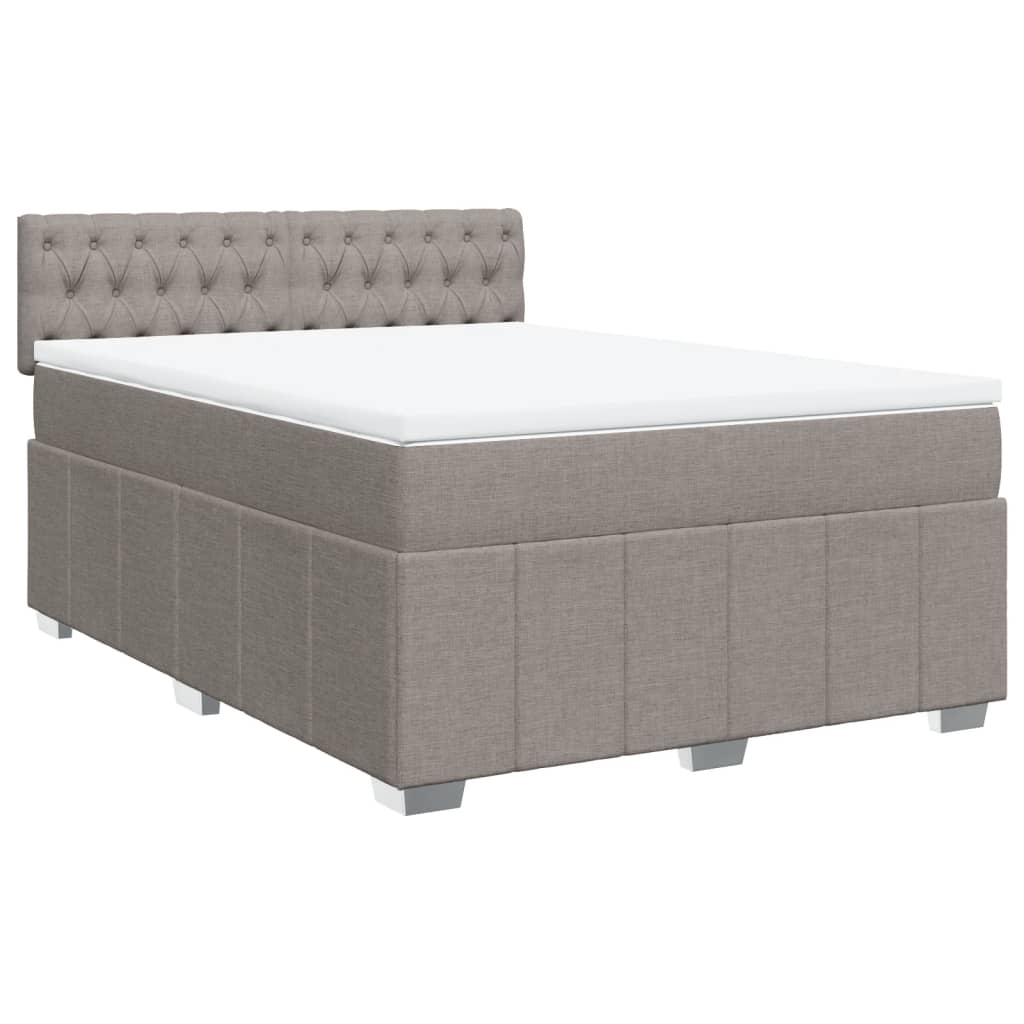 Sommier à lattes de lit avec matelas Taupe 140x190 cm Tissu - XIOS