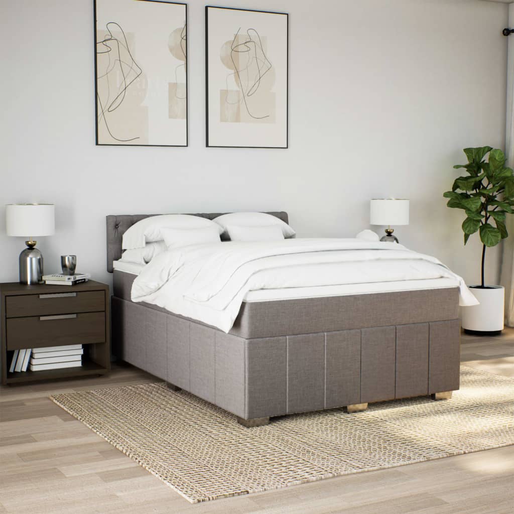 Sommier à lattes de lit avec matelas Taupe 140x190 cm Tissu - XIOS