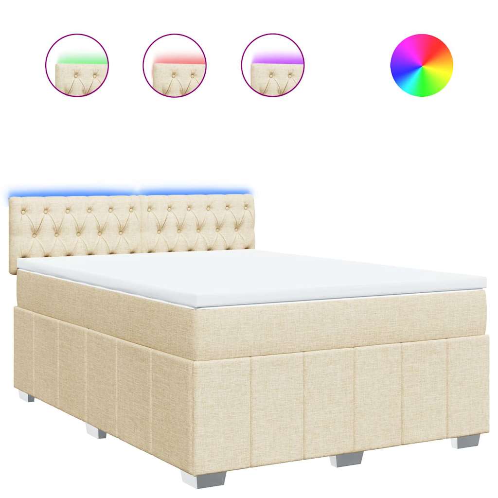 Sommier à lattes de lit avec matelas Crème 140x190 cm Tissu - XIOS
