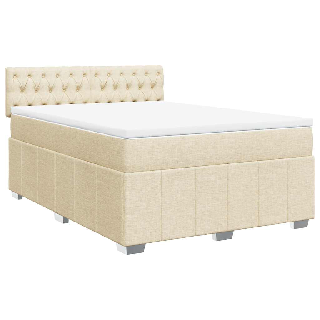 Sommier à lattes de lit avec matelas Crème 140x190 cm Tissu - XIOS