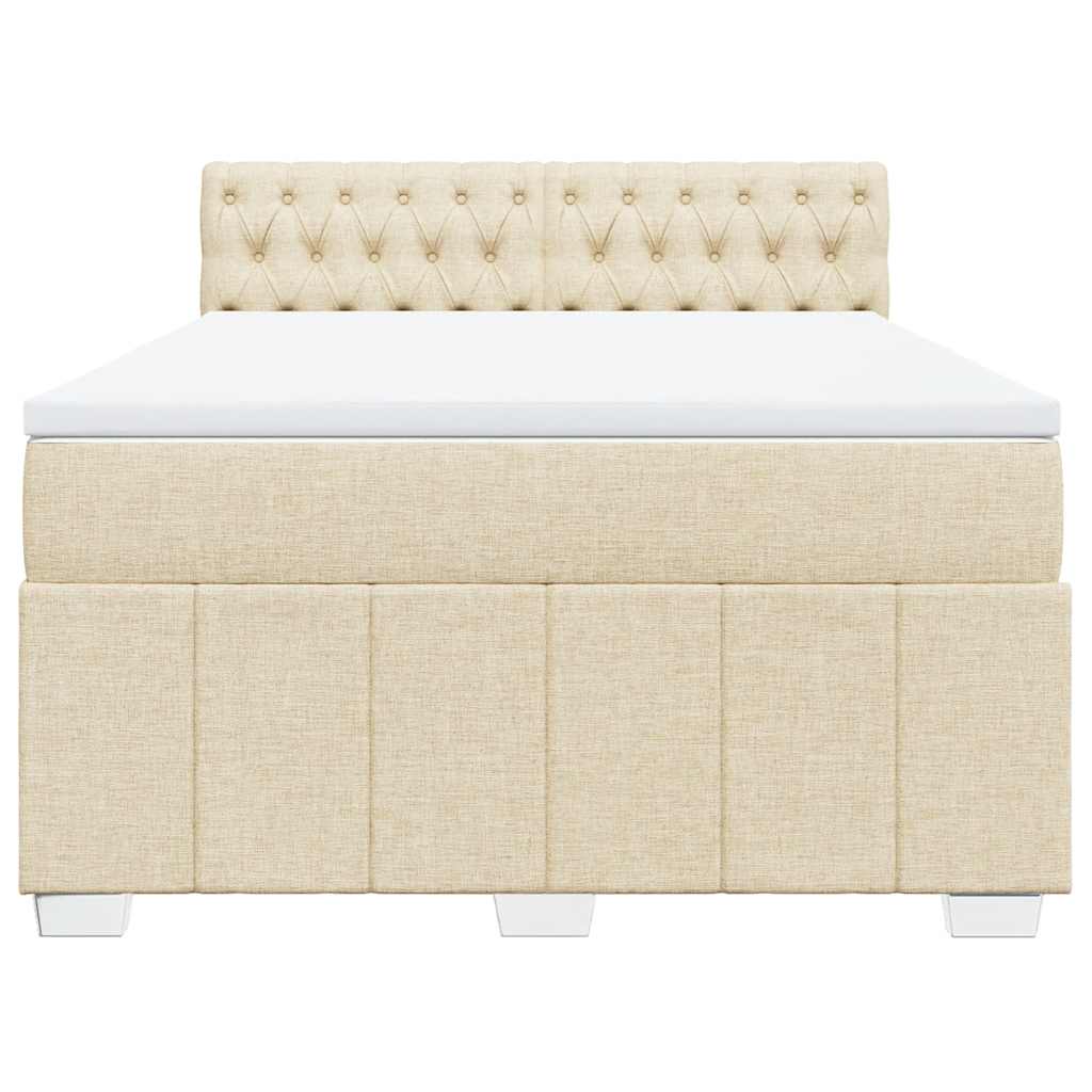 Sommier à lattes de lit avec matelas Crème 140x190 cm Tissu - XIOS