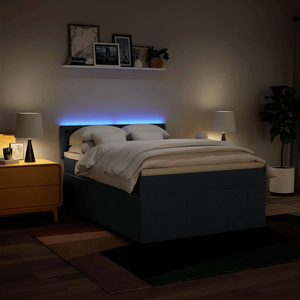 Sommier à lattes de lit avec matelas Bleu 140x190 cm Tissu - XIOS