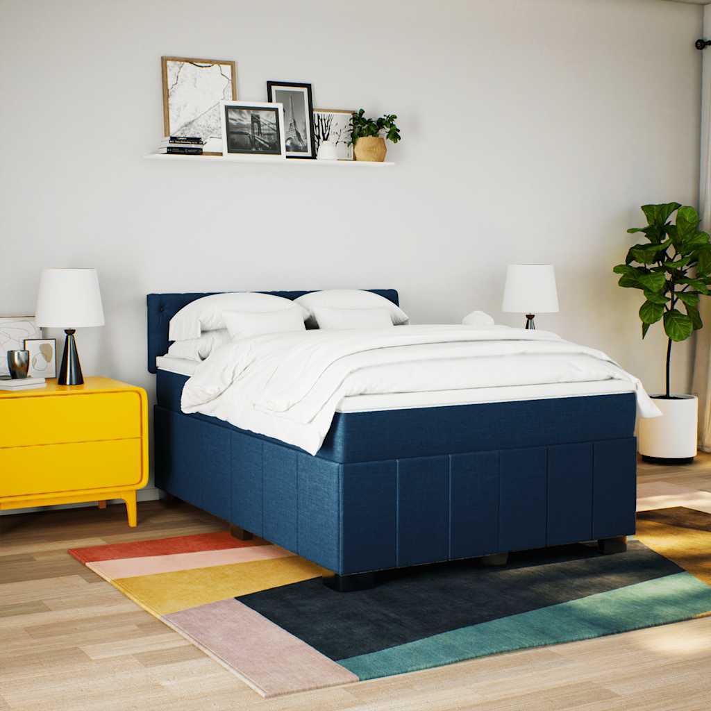Sommier à lattes de lit avec matelas Bleu 140x190 cm Tissu - XIOS